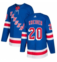 Men's Adidas New York Rangers #20 Chris Kreider Authentic Royal Blue Home NHL Jersey