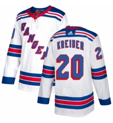 Men's Reebok New York Rangers #20 Chris Kreider Authentic White Away NHL Jersey
