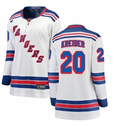 Women's New York Rangers #20 Chris Kreider Fanatics Branded White Away Breakaway NHL Jersey
