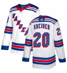 Women's Reebok New York Rangers #20 Chris Kreider Authentic White Away NHL Jersey