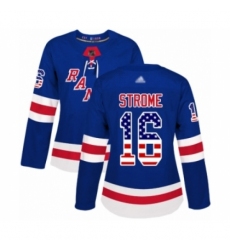 Women's New York Rangers #16 Ryan Strome Authentic Royal Blue USA Flag Fashion Hockey Jersey