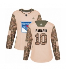 Women's New York Rangers #10 Artemi Panarin Authentic Camo Veterans Day Practice Hockey Jersey
