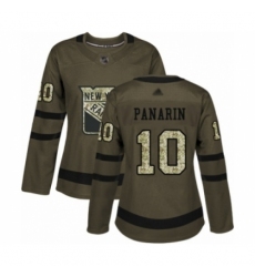 Women's New York Rangers #10 Artemi Panarin Authentic Green Salute to Service Hockey Jersey