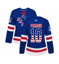 Women's New York Rangers #10 Artemi Panarin Authentic Royal Blue USA Flag Fashion Hockey Jersey