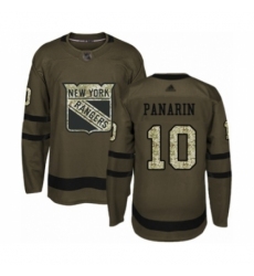 Youth New York Rangers #10 Artemi Panarin Authentic Green Salute to Service Hockey Jersey