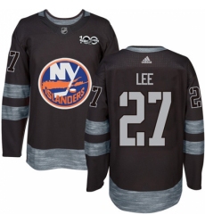 Men's Adidas New York Islanders #27 Anders Lee Authentic Black 1917-2017 100th Anniversary NHL Jersey