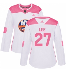 Women's Adidas New York Islanders #27 Anders Lee Authentic White/Pink Fashion NHL Jersey