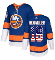 Men's Adidas New York Islanders #18 Anthony Beauvillier Authentic Royal Blue USA Flag Fashion NHL Jersey