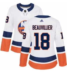 Women's Adidas New York Islanders #18 Anthony Beauvillier Authentic White Away NHL Jersey