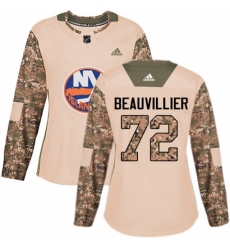 Women's Adidas New York Islanders #72 Anthony Beauvillier Authentic Camo Veterans Day Practice NHL Jersey