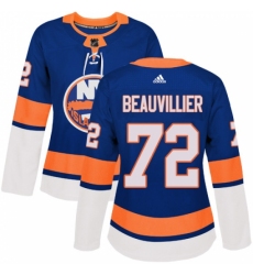 Women's Adidas New York Islanders #72 Anthony Beauvillier Authentic Royal Blue Home NHL Jersey