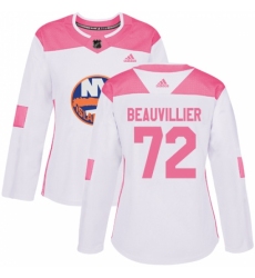 Women's Adidas New York Islanders #72 Anthony Beauvillier Authentic White/Pink Fashion NHL Jersey