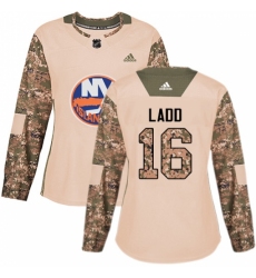 Women's Adidas New York Islanders #16 Andrew Ladd Authentic Camo Veterans Day Practice NHL Jersey