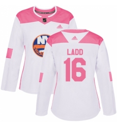 Women's Adidas New York Islanders #16 Andrew Ladd Authentic White/Pink Fashion NHL Jersey