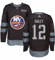 Men's Adidas New York Islanders #12 Josh Bailey Authentic Black 1917-2017 100th Anniversary NHL Jersey