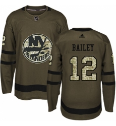 Men's Adidas New York Islanders #12 Josh Bailey Authentic Green Salute to Service NHL Jersey