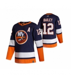 Men's New York Islanders #12 Josh Bailey Navy Blue 2020-21 Reverse Retro Alternate Hockey Jersey
