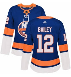 Women's Adidas New York Islanders #12 Josh Bailey Authentic Royal Blue Home NHL Jersey