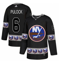 Men's Adidas New York Islanders #6 Ryan Pulock Authentic Black Team Logo Fashion NHL Jersey