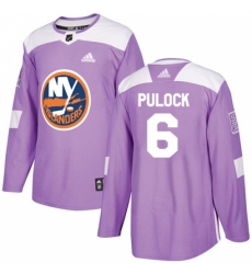 Men's Adidas New York Islanders #6 Ryan Pulock Authentic Purple Fights Cancer Practice NHL Jersey