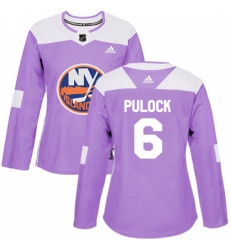 Women's Adidas New York Islanders #6 Ryan Pulock Authentic Purple Fights Cancer Practice NHL Jersey