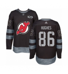 Men's New Jersey Devils #86 Jack Hughes Authentic Black 1917-2017 100th Anniversary Hockey Jersey