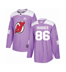 Men's New Jersey Devils #86 Jack Hughes Authentic Purple Fights Cancer Practice Hockey Jersey