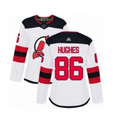 Women's New Jersey Devils #86 Jack Hughes Authentic White Away Hockey Jersey