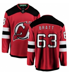 Men's New Jersey Devils #63 Jesper Bratt Fanatics Branded Red Home Breakaway NHL Jersey