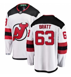 Men's New Jersey Devils #63 Jesper Bratt Fanatics Branded White Away Breakaway NHL Jersey