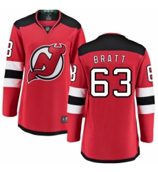 Women's New Jersey Devils #63 Jesper Bratt Fanatics Branded Red Home Breakaway NHL Jersey