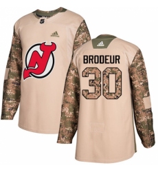 Men's Adidas New Jersey Devils #30 Martin Brodeur Authentic Camo Veterans Day Practice NHL Jersey