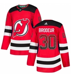 Men's Adidas New Jersey Devils #30 Martin Brodeur Authentic Red Drift Fashion NHL Jersey