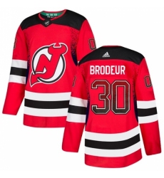 Men's Adidas New Jersey Devils #30 Martin Brodeur Authentic Red Drift Fashion NHL Jersey