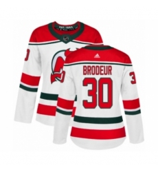 Women's Adidas New Jersey Devils #30 Martin Brodeur Authentic White Alternate NHL Jersey