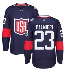 Men's Adidas Team USA #23 Kyle Palmieri Authentic Navy Blue Away 2016 World Cup Ice Hockey Jersey