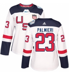 Women's Adidas Team USA #23 Kyle Palmieri Authentic White Home 2016 World Cup Hockey Jersey