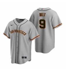 Men's Nike San Francisco Giants #9 Brandon Belt Gray Road Stitched Baseball Jersey