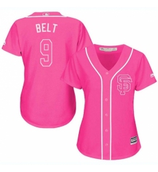 Women's Majestic San Francisco Giants #9 Brandon Belt Replica Pink Fashion Cool Base MLB Jersey