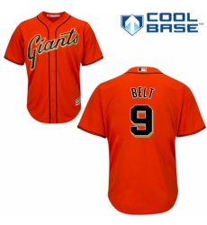 Youth Majestic San Francisco Giants #9 Brandon Belt Authentic Orange Alternate Cool Base MLB Jersey