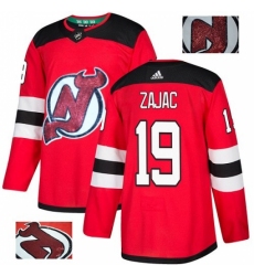 Men's Adidas New Jersey Devils #19 Travis Zajac Authentic Red Fashion Gold NHL Jersey