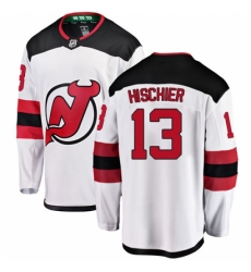 Men's New Jersey Devils #13 Nico Hischier Fanatics Branded White Away Breakaway NHL Jersey