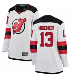 Women's New Jersey Devils #13 Nico Hischier Fanatics Branded White Away Breakaway NHL Jersey