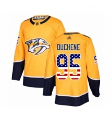 Men's Nashville Predators #95 Matt Duchene Authentic Gold USA Flag Fashion Hockey Jersey