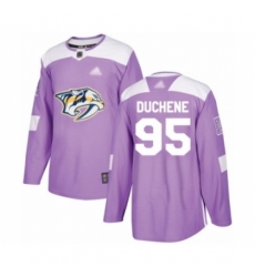Men's Nashville Predators #95 Matt Duchene Authentic Purple Fights Cancer Practice Hockey Jersey