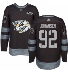 Men's Adidas Nashville Predators #92 Ryan Johansen Authentic Black 1917-2017 100th Anniversary NHL Jersey