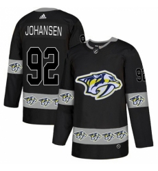 Men's Adidas Nashville Predators #92 Ryan Johansen Authentic Black Team Logo Fashion NHL Jersey