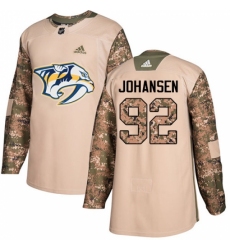 Men's Adidas Nashville Predators #92 Ryan Johansen Authentic Camo Veterans Day Practice NHL Jersey