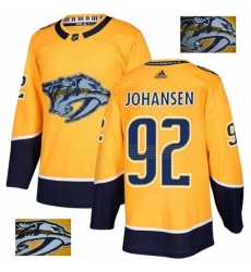 Men's Adidas Nashville Predators #92 Ryan Johansen Authentic Gold Fashion Gold NHL Jersey