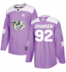 Men's Adidas Nashville Predators #92 Ryan Johansen Authentic Purple Fights Cancer Practice NHL Jersey
